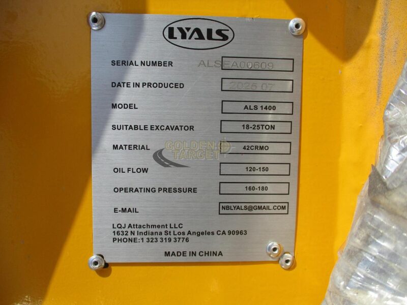 2025 Lyals ALS1400 Hydraulic Breaker Fits16-21 ton Excavator