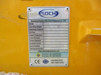 2025 SDCH 450 Hydraulic Breaker Hammer Yellow