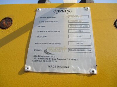 2025 Lyals LY680 Pin Post Driver Fits 4–6-ton Skid Steer