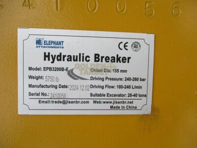 2024 Elephant EPB3200B-E Hydraulic Breaker Fits 28-40 ton Excavators