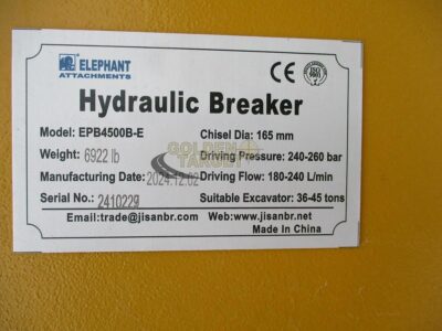 2024 Elephant EPB4500B-E Hydraulic Breaker Fits 36 &ndash; 45 ton Excavators