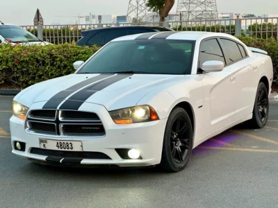 2013 Dodge Charger R/T 5.7 Litres HEMI V8 Petrol Engine White Black Sedan GCC Specs