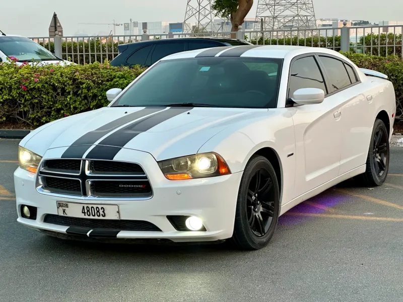 2013 Dodge Charger R/T 5.7 Litres HEMI V8 Petrol Engine White Black Sedan GCC Specs