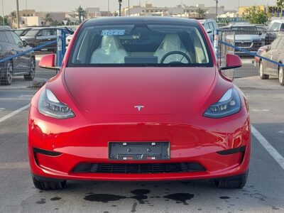 2024 Tesla Model Y Electric Vehicle Red Beige SUV GCC Specs Automatic RWD