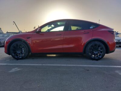 2024 Tesla Model Y Electric Vehicle Red Beige SUV GCC Specs Automatic RWD