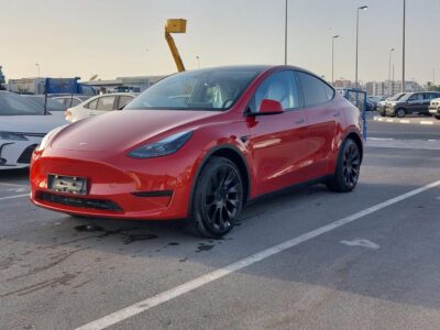 2024 Tesla Model Y Electric Vehicle Red Beige SUV GCC Specs Automatic RWD