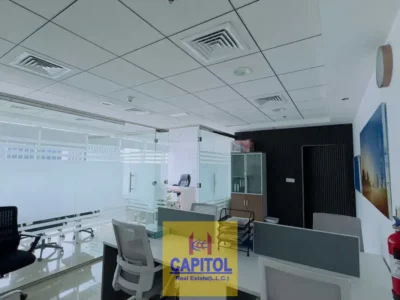 661 sqft Business Bay NO COMMISSION / Direct from Owner - Fully Furnished Office | Canal + City View