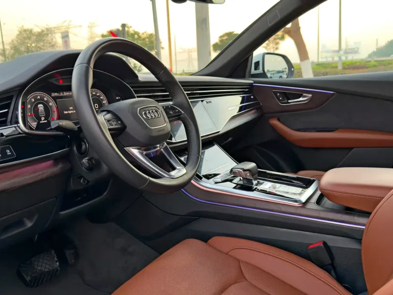 2019 Audi Q8 55 TFSI quattro S line 6 Cylinders Petrol Engine White Tan SUV GCC Specs