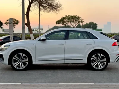 2019 Audi Q8 55 TFSI quattro S line 6 Cylinders Petrol Engine White Tan SUV GCC Specs