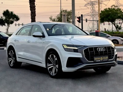 2019 Audi Q8 55 TFSI quattro S line 6 Cylinders Petrol Engine White Tan SUV GCC Specs