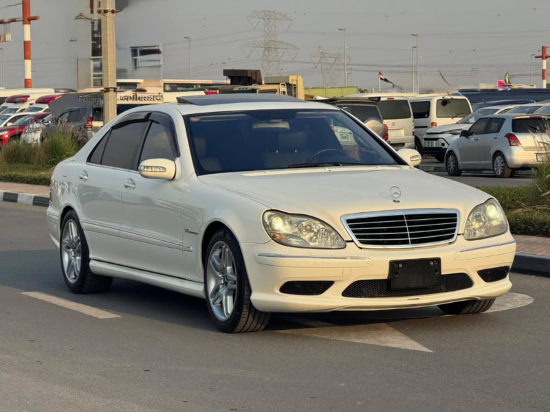 2005 Mercedes-Benz S55 5.4 Litres V8 Supercharged AMG Petrol Engine White Black Sedan