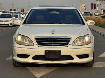 2005 Mercedes-Benz S55 5.4 Litres V8 Supercharged AMG Petrol Engine White Black Sedan