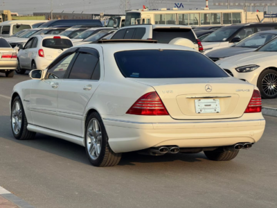 2005 Mercedes-Benz S55 5.4 Litres V8 Supercharged AMG Petrol Engine White Black Sedan