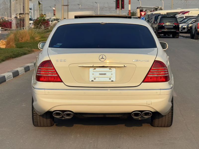 2005 Mercedes-Benz S55 5.4 Litres V8 Supercharged AMG Petrol Engine White Black Sedan