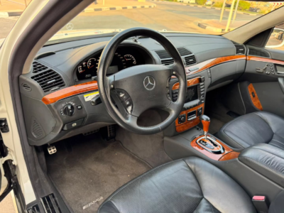 2005 Mercedes-Benz S55 5.4 Litres V8 Supercharged AMG Petrol Engine White Black Sedan
