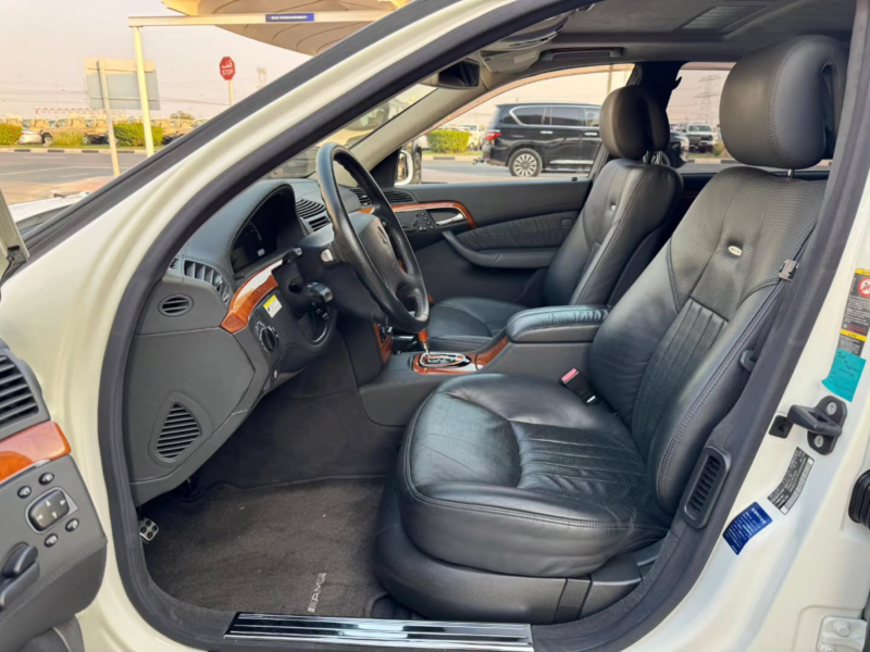2005 Mercedes-Benz S55 5.4 Litres V8 Supercharged AMG Petrol Engine White Black Sedan