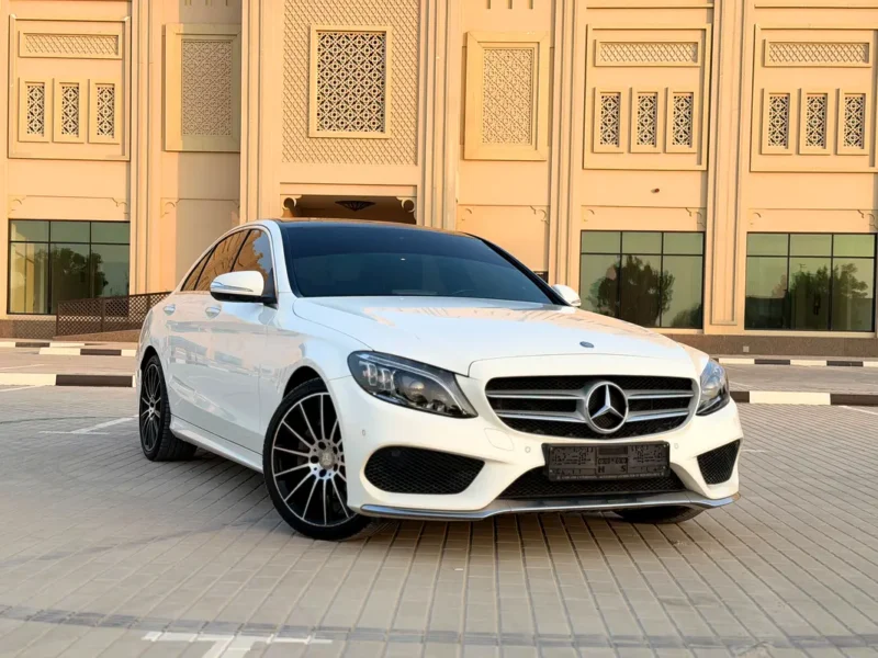 2015 Mercedes-Benz C-Class C200 4 Cylinders Turbocharged Engine White Red Sedan GCC