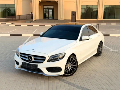 2015 Mercedes-Benz C-Class C200 4 Cylinders Turbocharged Engine White Red Sedan GCC