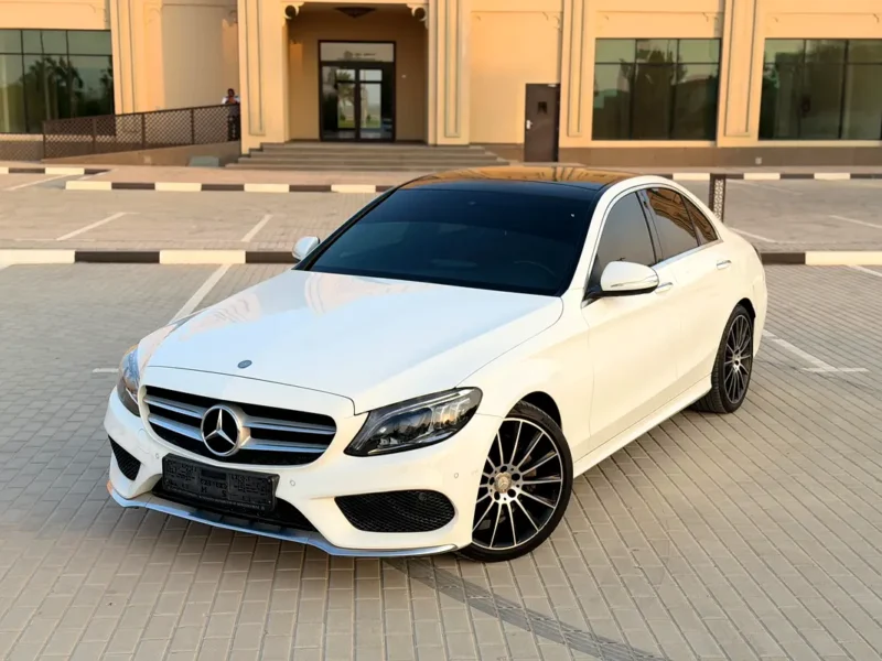 2015 Mercedes-Benz C-Class C200 4 Cylinders Turbocharged Engine White Red Sedan GCC