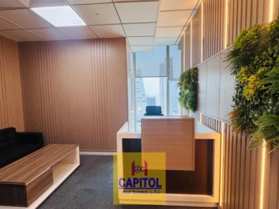 1,124 sqft Fully Furnished Fitted Office with Partitions | Prism Tower, Business Bay