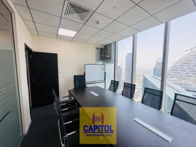 1,124 sqft Fully Furnished Fitted Office with Partitions | Prism Tower, Business Bay