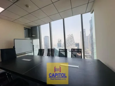 1,124 sqft Fully Furnished Fitted Office with Partitions | Prism Tower, Business Bay