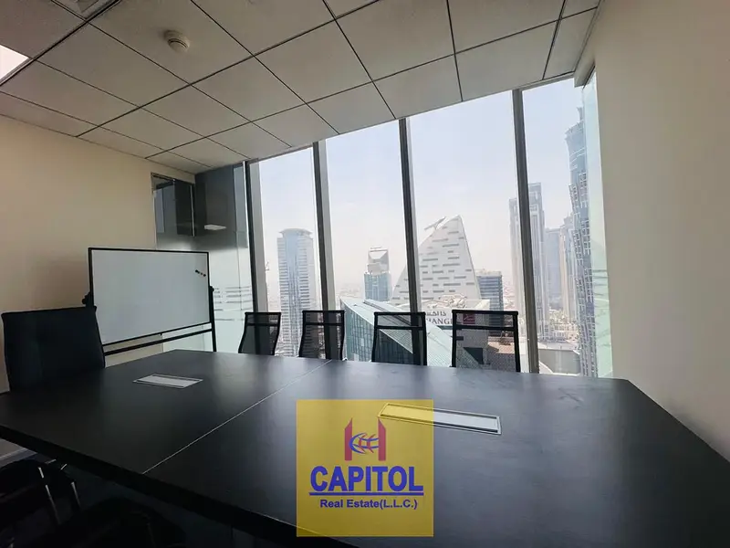 1,124 sqft Fully Furnished Fitted Office with Partitions | Prism Tower, Business Bay