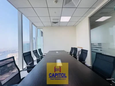 1,124 sqft Fully Furnished Fitted Office with Partitions | Prism Tower, Business Bay