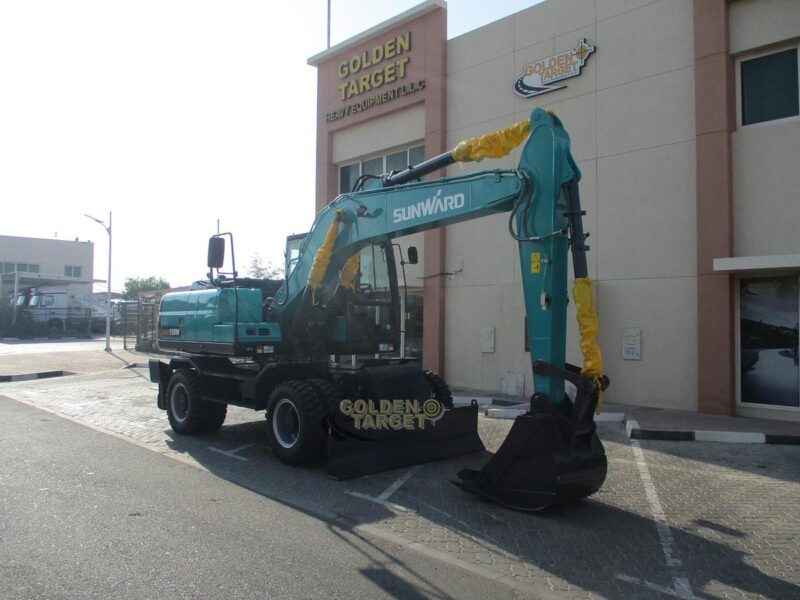2024 SUNWARD SWE150W Wheel Excavator 4 Cylinder Cummins QSF3 Diesel Engine - Blue