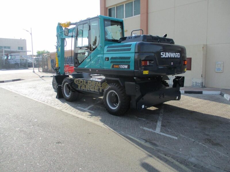 2024 SUNWARD SWE150W Wheel Excavator 4 Cylinder Cummins QSF3 Diesel Engine - Blue