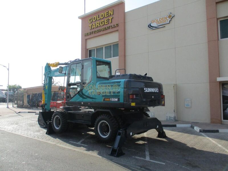 2024 SUNWARD SWE150W Wheel Excavator 4 Cylinder Cummins QSF3 Diesel Engine - Blue