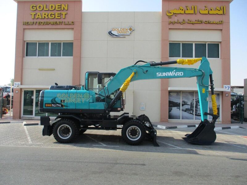 2024 SUNWARD SWE150W Wheel Excavator 4 Cylinder Cummins QSF3 Diesel Engine - Blue