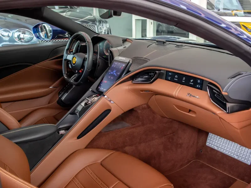 2021 Ferrari Roma Standard 3.9L V8 Twin Turbo Petrol Engine Blue Brown Sports Car