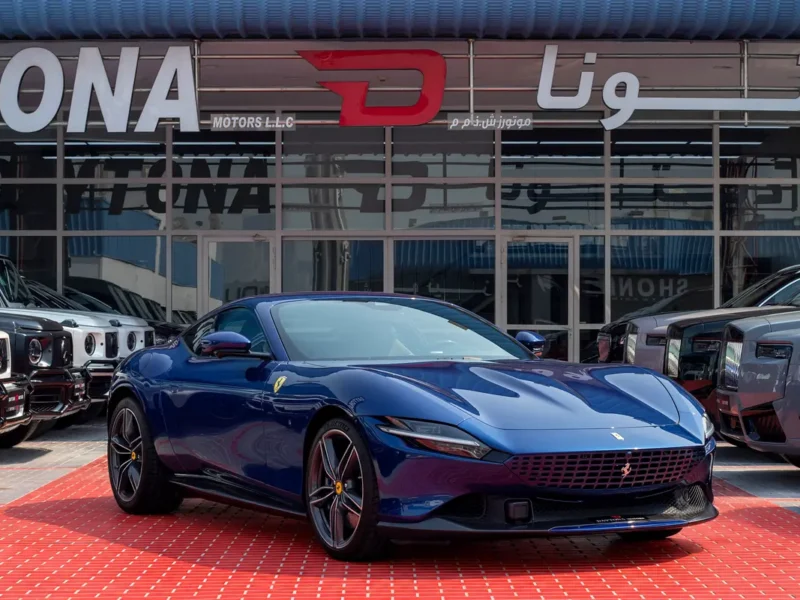 2021 Ferrari Roma Standard 3.9L V8 Twin Turbo Petrol Engine Blue Brown Sports Car