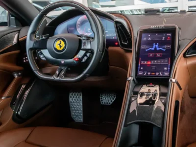 2021 Ferrari Roma Standard 3.9L V8 Twin Turbo Petrol Engine Blue Brown Sports Car